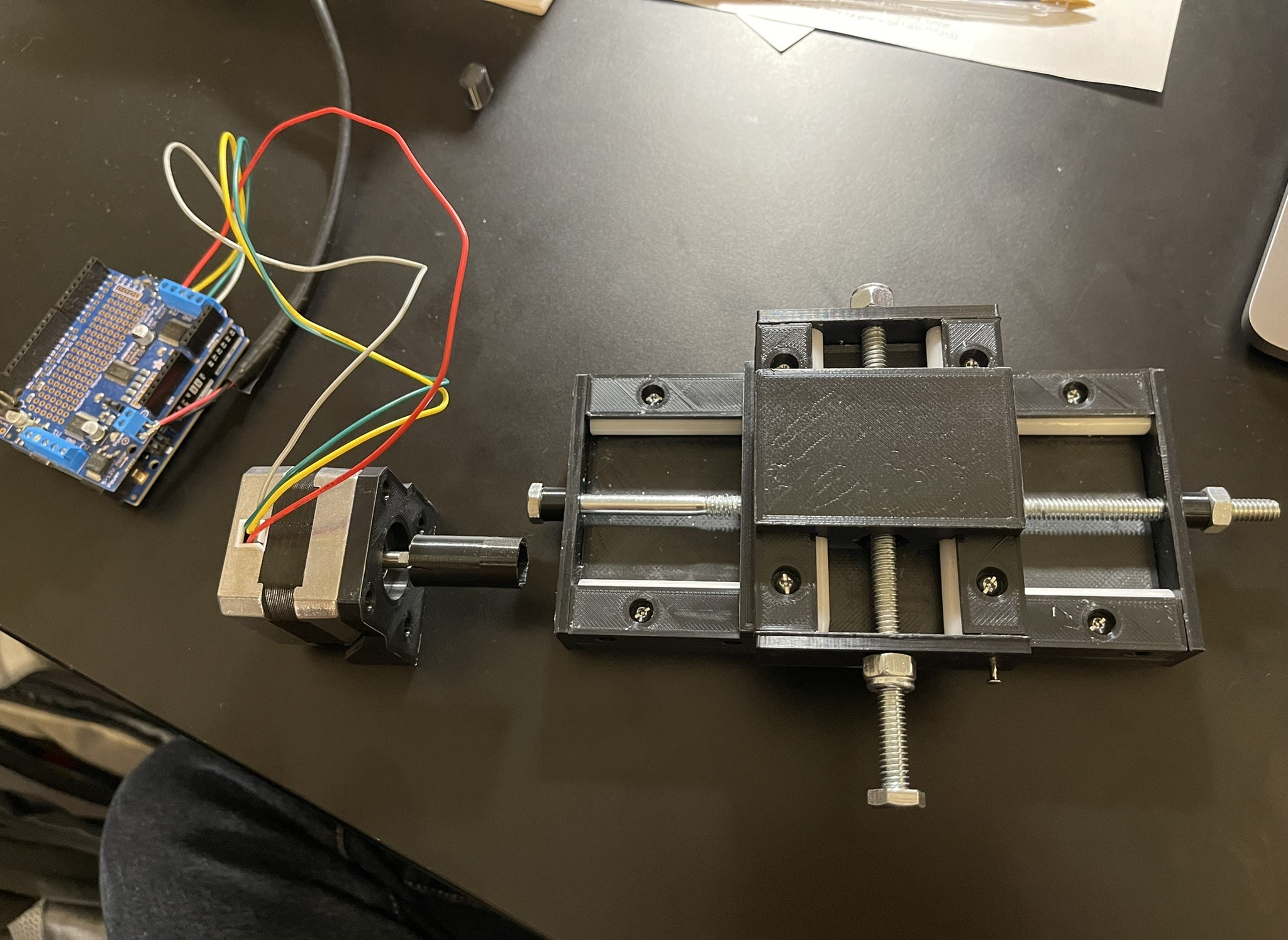 Assembled slides, first motor